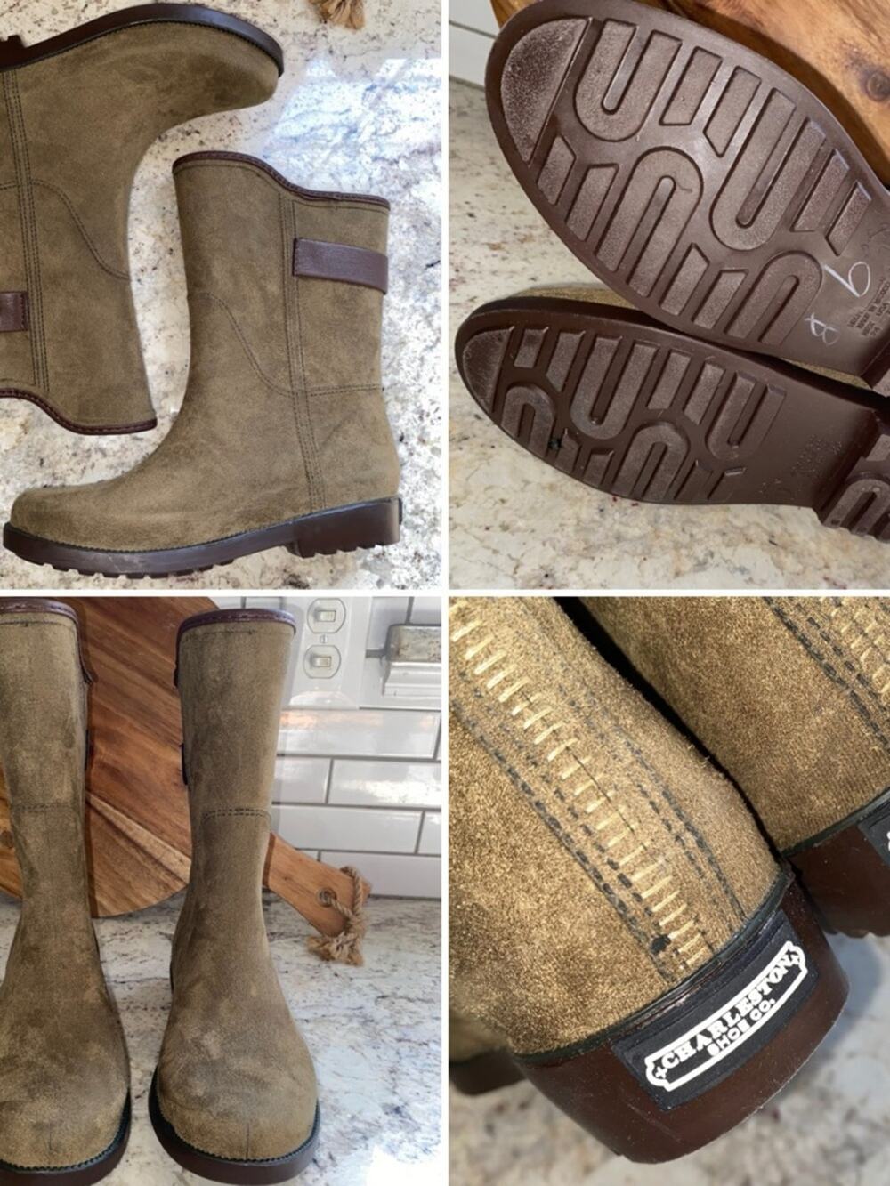 Charleston Shoe Company $160 Legare Rain Boot Olive US 7 EUC